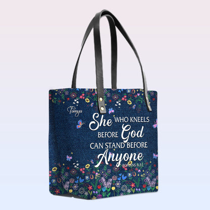 Personalized Leather Tote Bag with Bible Verses – I Know The Plans I Have For You – Custom Faith-Inspired Leather TOTE Bag | CHRISTIANARTBAG Leather TOTE Bag Denim CAB01061925