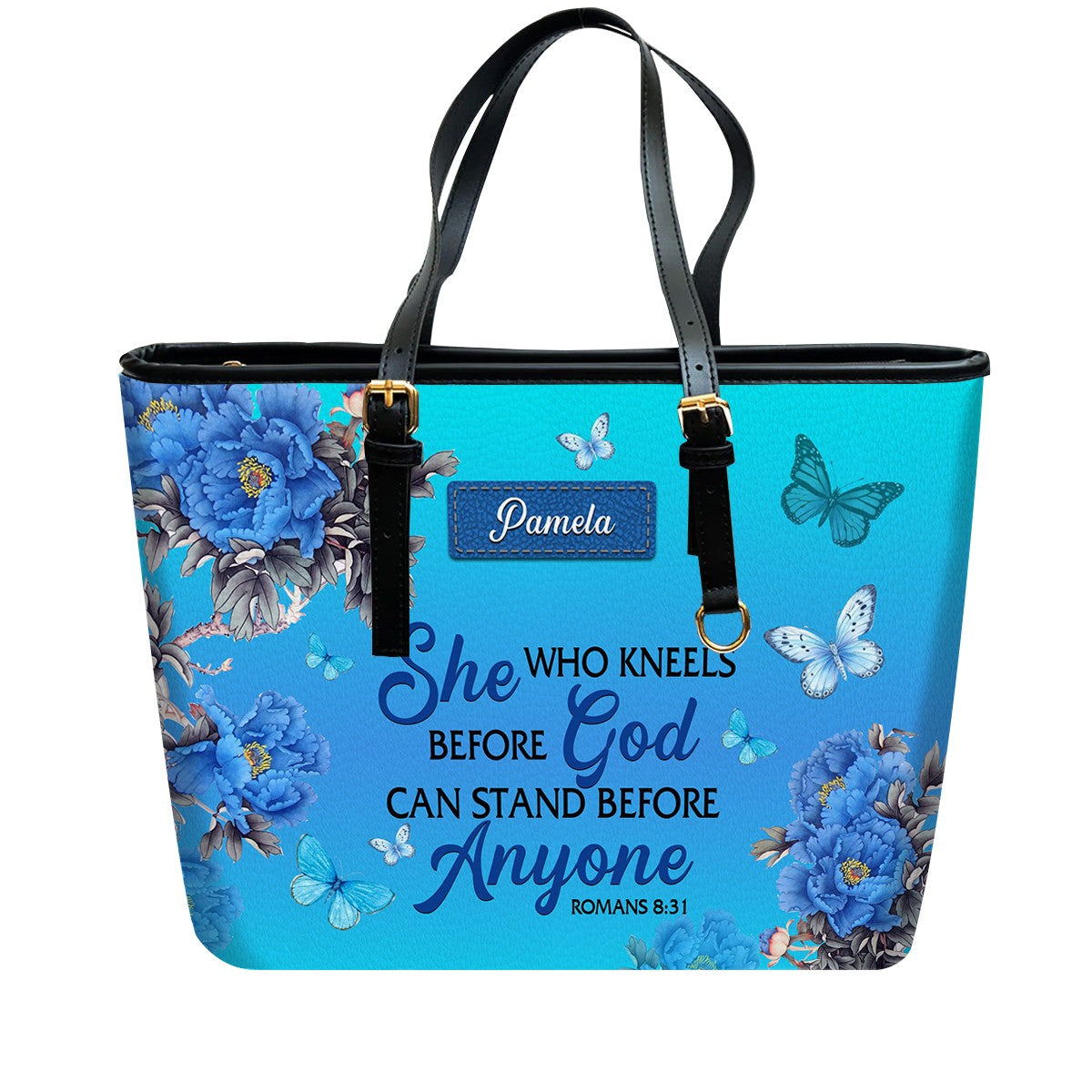 Christianartbag Handbags, She Who Kneels Before God Romans 8 31, Purple Handbag Design, Monogram Leather Handbag, Gifts for Women, CABLTB011116243.