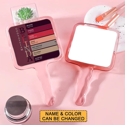 Personalized Christian Handheld Mirror with Bible Verses – Custom Name Makeup Mirror Gift for Women & Girls