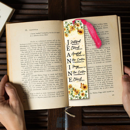 CHRISTIANARTBAG Bookmark - Uncover The Sacred Meaning Of Your Name - Personalized Bookmark - Custom Name Bookmark Sunflower - Christian Gifts 01041425