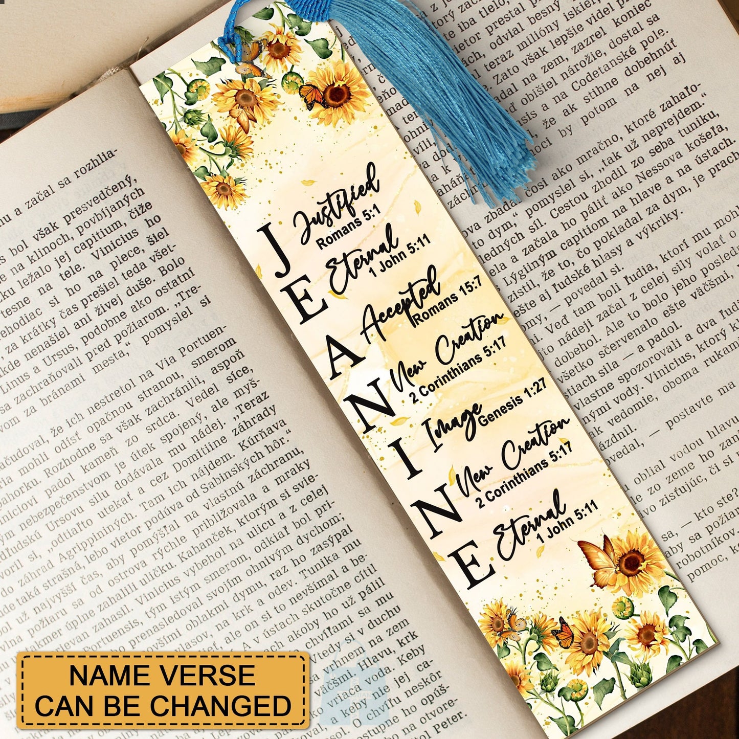 CHRISTIANARTBAG Bookmark - Uncover The Sacred Meaning Of Your Name - Personalized Bookmark - Custom Name Bookmark Sunflower - Christian Gifts 01041425