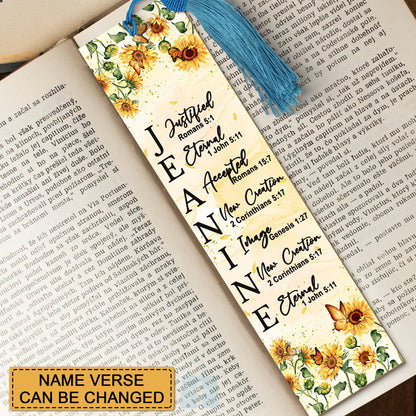 CHRISTIANARTBAG Bookmark - Uncover The Sacred Meaning Of Your Name - Personalized Bookmark - Custom Name Bookmark Sunflower - Christian Gifts 01041425