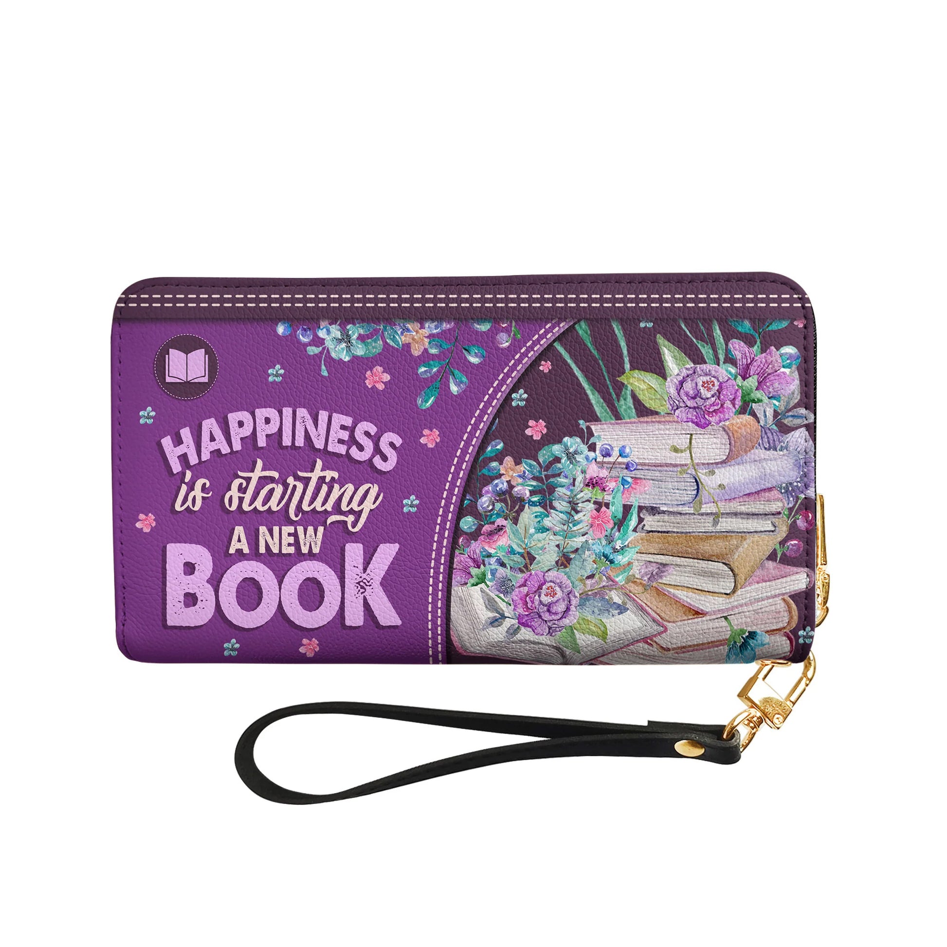 Christianartbag Clutch Purse, Happiness Is Starting A New Book Clutch Purse For Women, Personalized Name, Christian Gifts For Women, CAB04050124. - Christian Art Bag