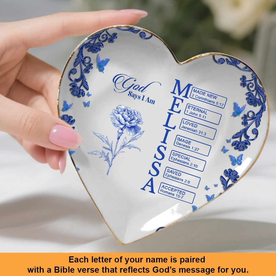 Personalized Jewelry Dish – Birth Month Flower & Bible Verse for Each Letter