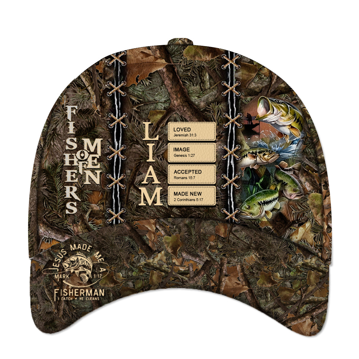 Jesus Made Me a Fisherman – Personalized Christian Cap with Name & Bible Verses
