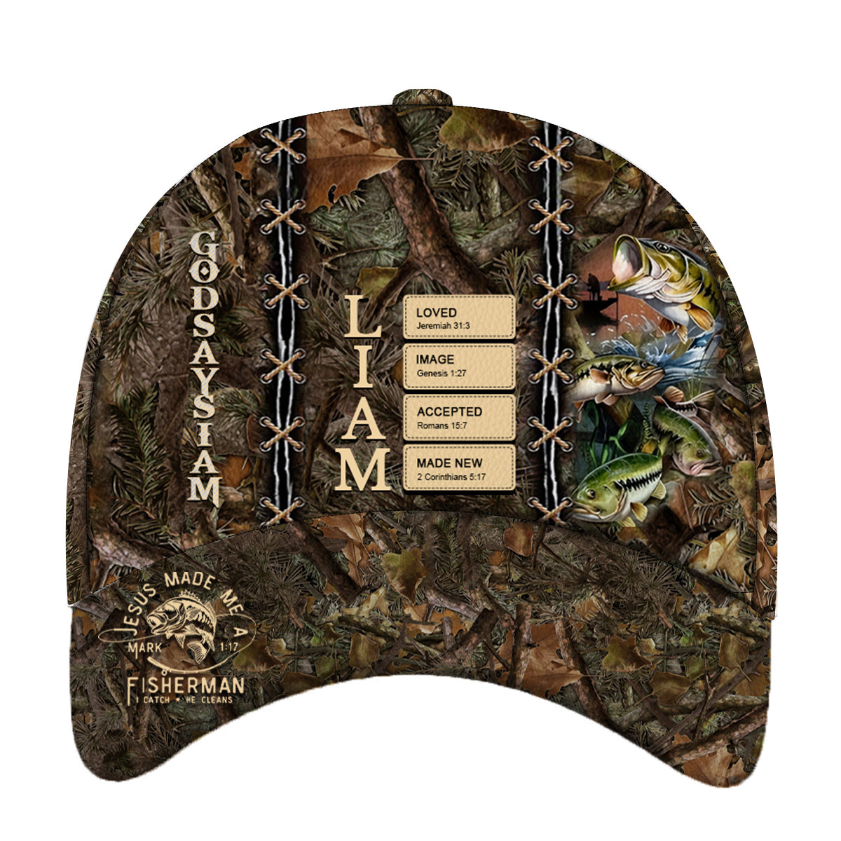 Jesus Made Me a Fisherman – Personalized Christian Cap with Name & Bible Verses