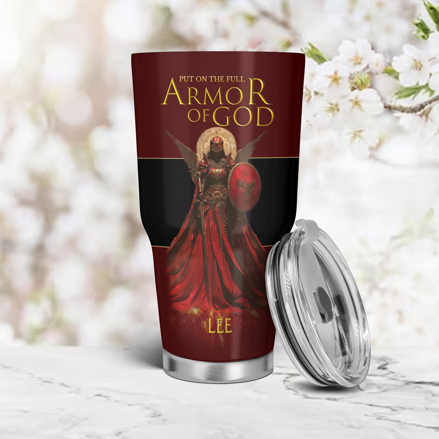Christianartbag Drinkware, Put On The Full Armor Of God Personalized Tumbler With Handle, Personalized Tumbler, Tumbler With Handle, Christmas Gift, CAB01240524.