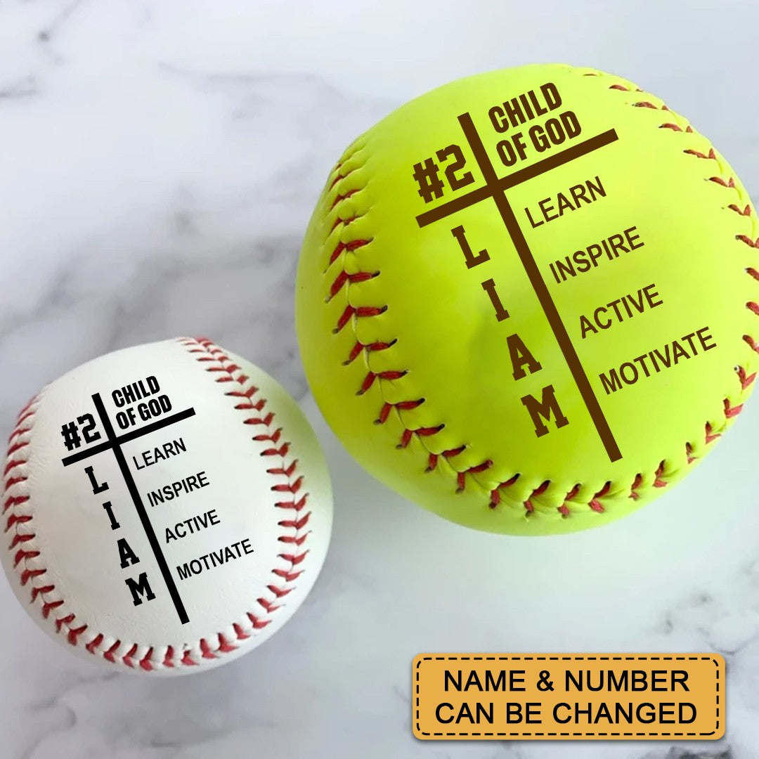 Personalized Baseball Softball – Child Of GOD – A Meaningful Gift for Dad, Grandpa, Coach, or Team