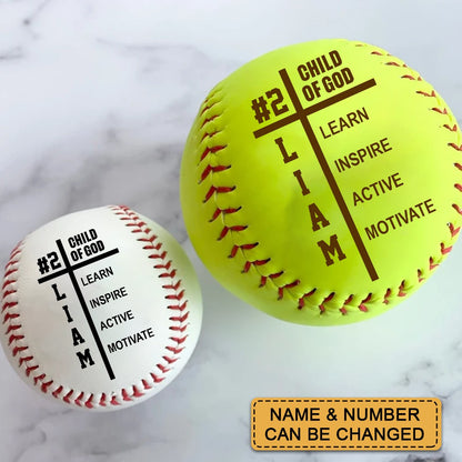 Personalized Baseball Softball – Child Of GOD – A Meaningful Gift for Dad, Grandpa, Coach, or Team