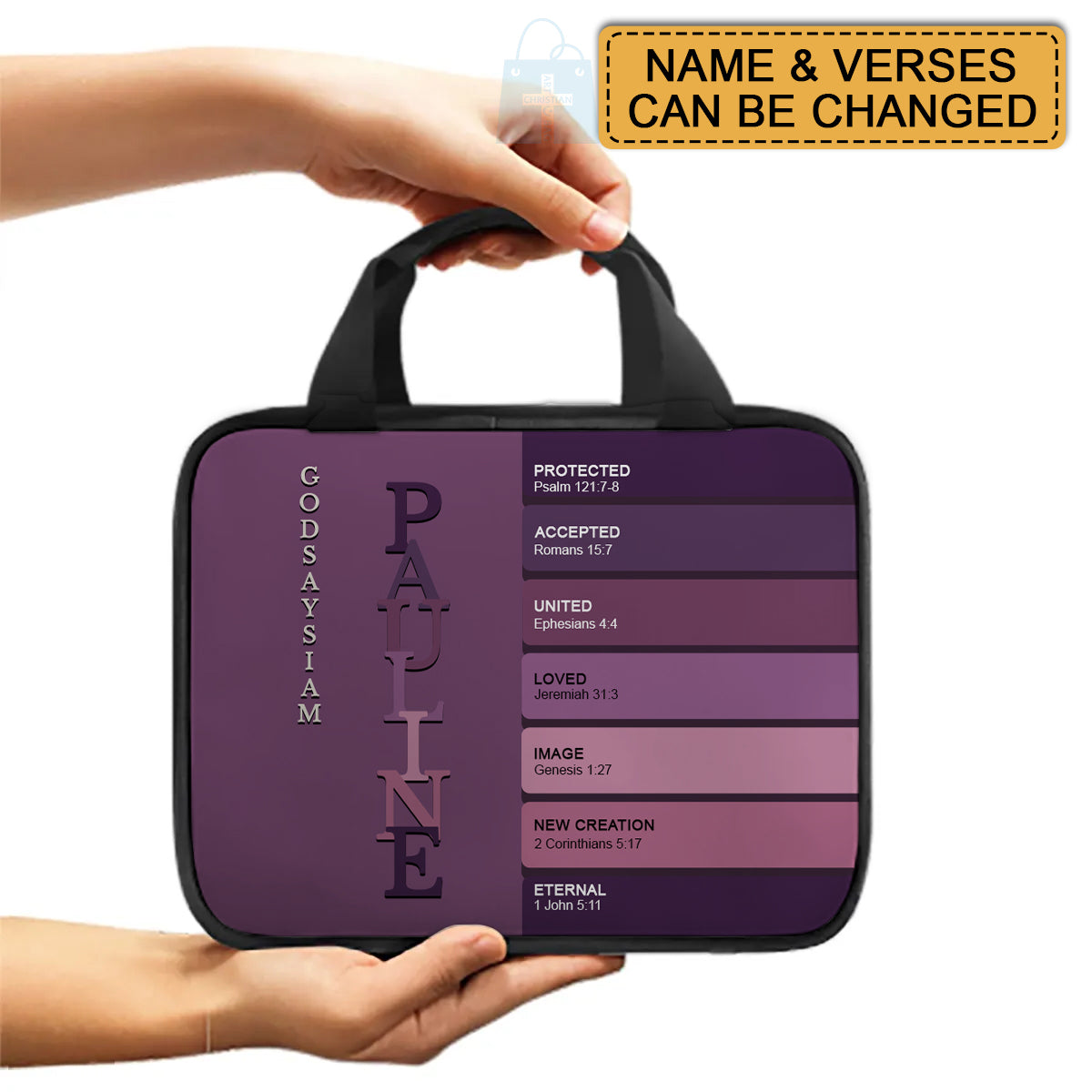 Personalized Canvas Bible Cover with Handle | Custom Christian Book Bag with Zipper | Uncover the sacred meaning of your name