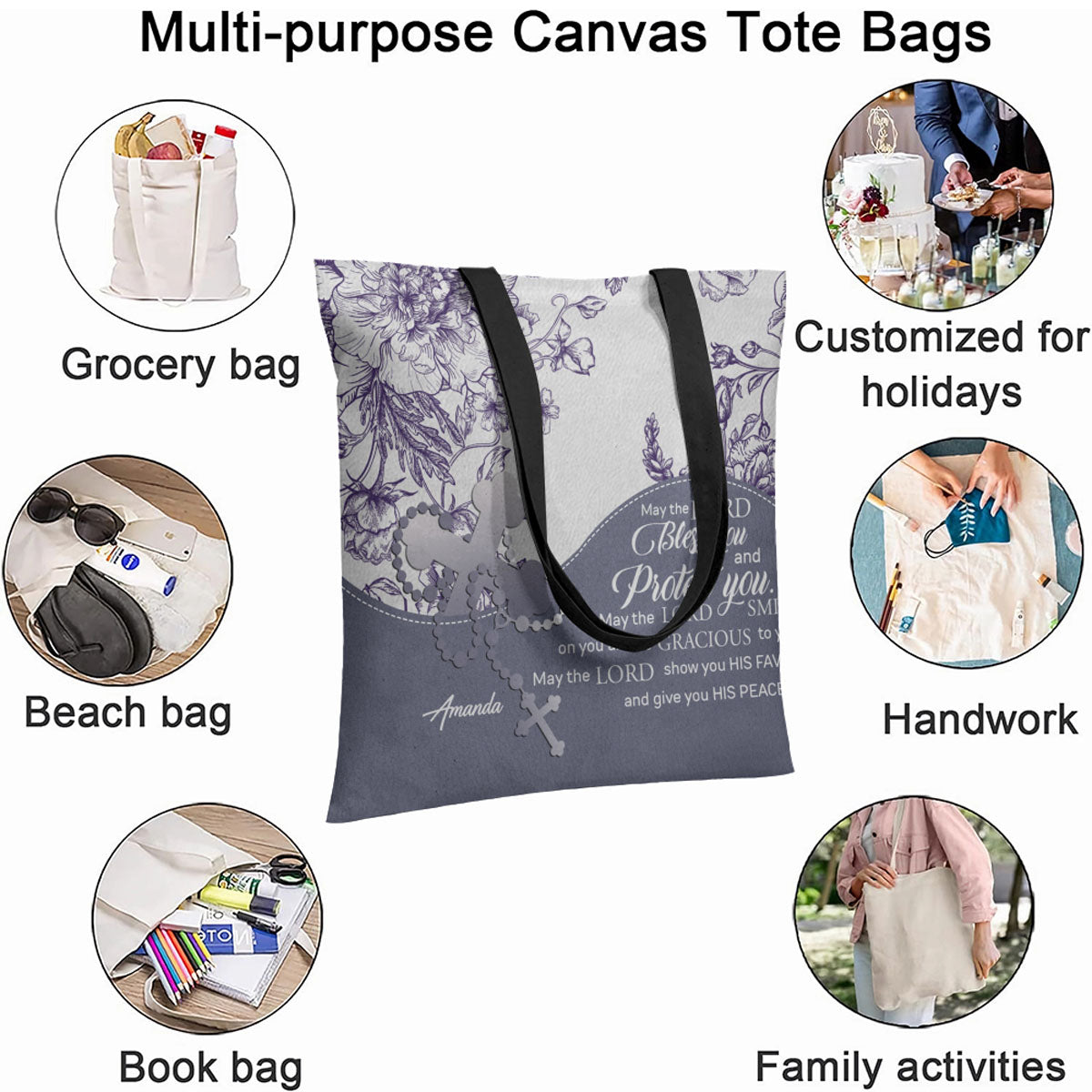 Personalized Christian Canvas Tote Bag with Bible Verses – Custom Name Faith Tote by CHRISTIANARTBAG