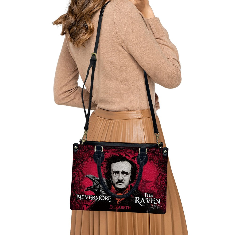 Christianartbag Novel Bags, Personalized Leather Handbags for Literary Enthusiasts, The Raven Edgar Allan Poe Leather Handbag, CABHN01120324