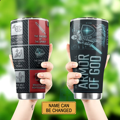 40oz Travel Mug, Double Wall Vacuum Insulated Coffee Cup, Engraved 'Armor of God' Design, Ideal Religious Gift CAB01052926