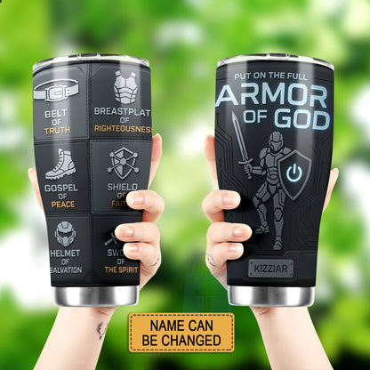 40oz Travel Mug, Double Wall Vacuum Insulated Coffee Cup, Engraved 'Armor of God' Design, Ideal Religious Gift CAB01052926
