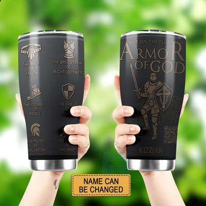 40oz Travel Mug, Double Wall Vacuum Insulated Coffee Cup, Engraved 'Armor of God' Design, Ideal Religious Gift CAB01052926