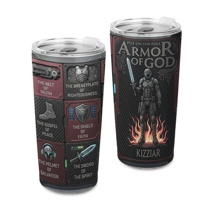40oz Travel Mug, Double Wall Vacuum Insulated Coffee Cup, Engraved 'Armor of God' Design, Ideal Religious Gift CAB01052926