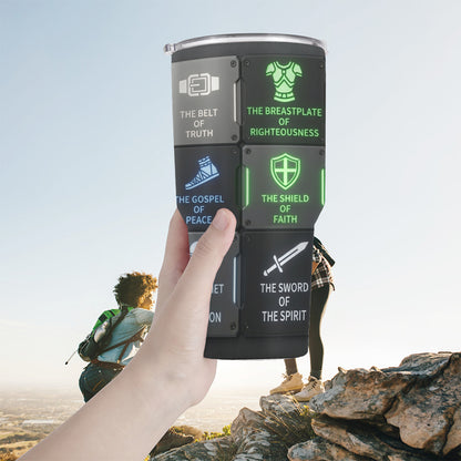 40oz Travel Mug, Double Wall Vacuum Insulated Coffee Cup, Engraved 'Armor of God' Design, Ideal Religious Gift CAB01052926