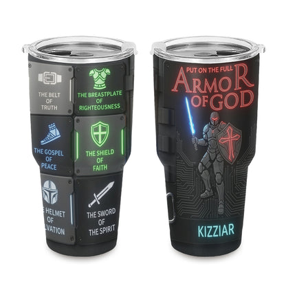 40oz Travel Mug, Double Wall Vacuum Insulated Coffee Cup, Engraved 'Armor of God' Design, Ideal Religious Gift CAB01052926