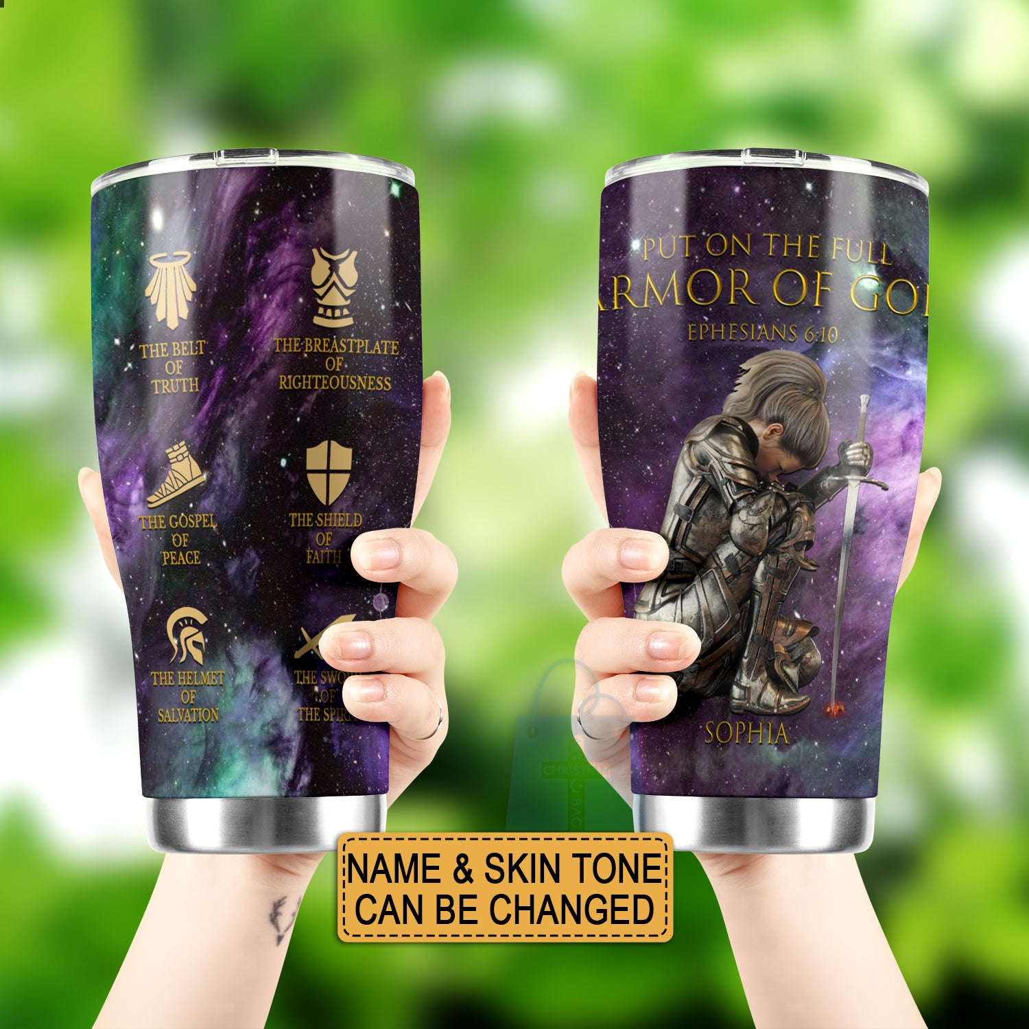 Christianartbag Drinkware, Put On The Full Armor Of God Personalized Tumbler, Personalized Mug, Tumbler, Christmas Gift, CABDR 01120124. - Christian Art Bag