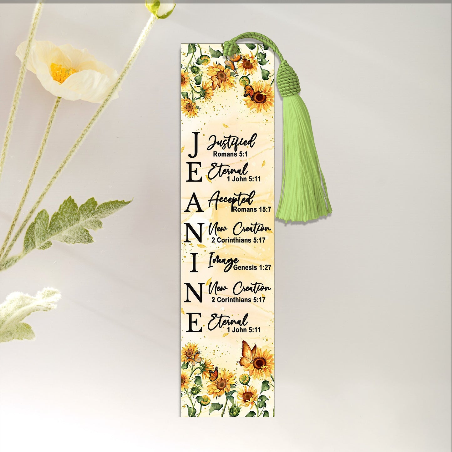 CHRISTIANARTBAG Bookmark - Uncover The Sacred Meaning Of Your Name - Personalized Bookmark - Custom Name Bookmark Sunflower - Christian Gifts 01041425