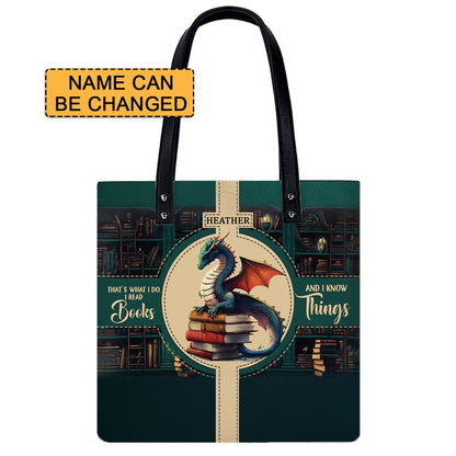 Christianartbag Handbags, Thats What I Do I Read Books And I Know Things, Handbag Design, Dragon Book Leather Handbag, Gifts for Women, CABLTB08271223.