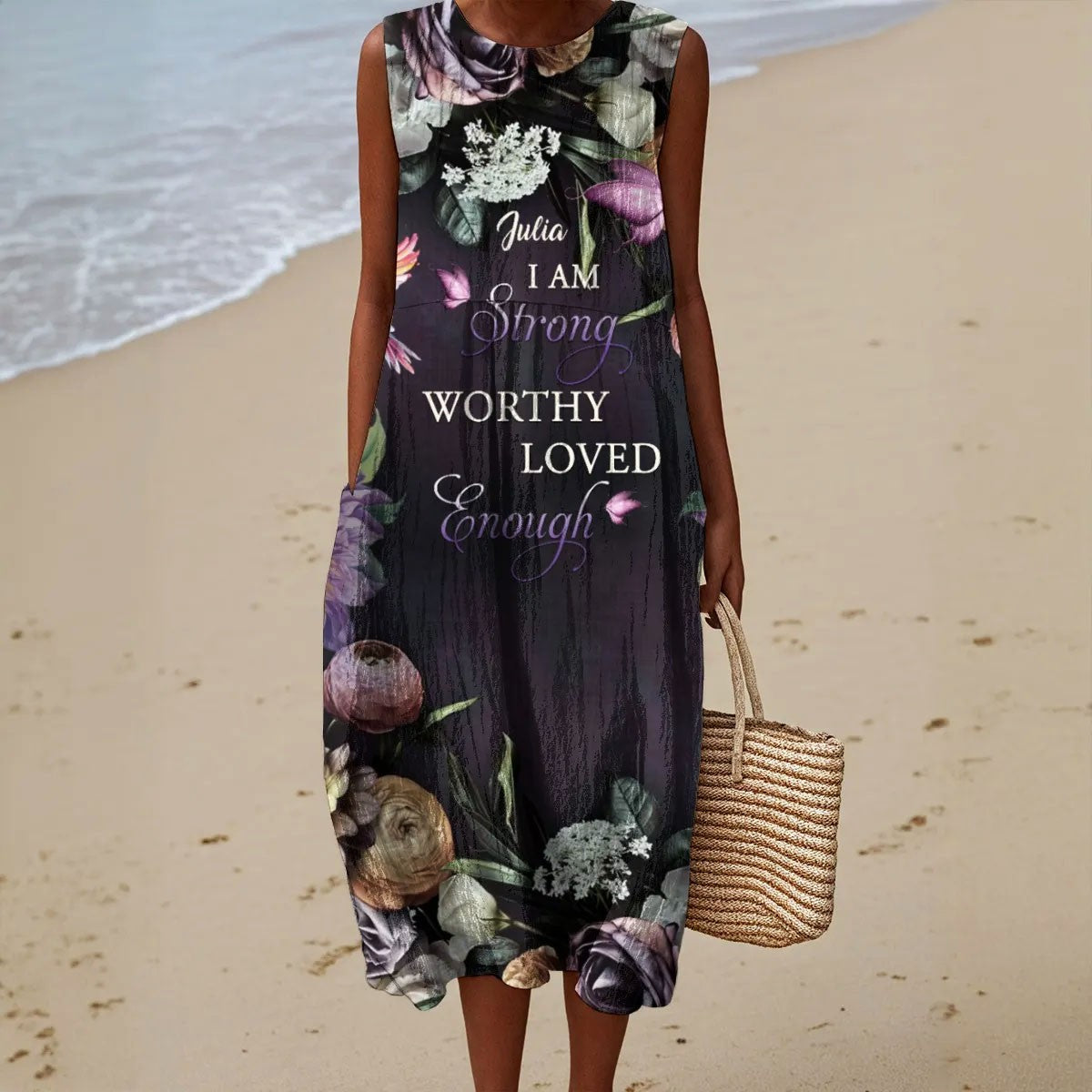 Personalized Christian Sleeveless Maxi Dress for Women – Faith-Inspired  Floral A-Line Dress with Bible Verse Print