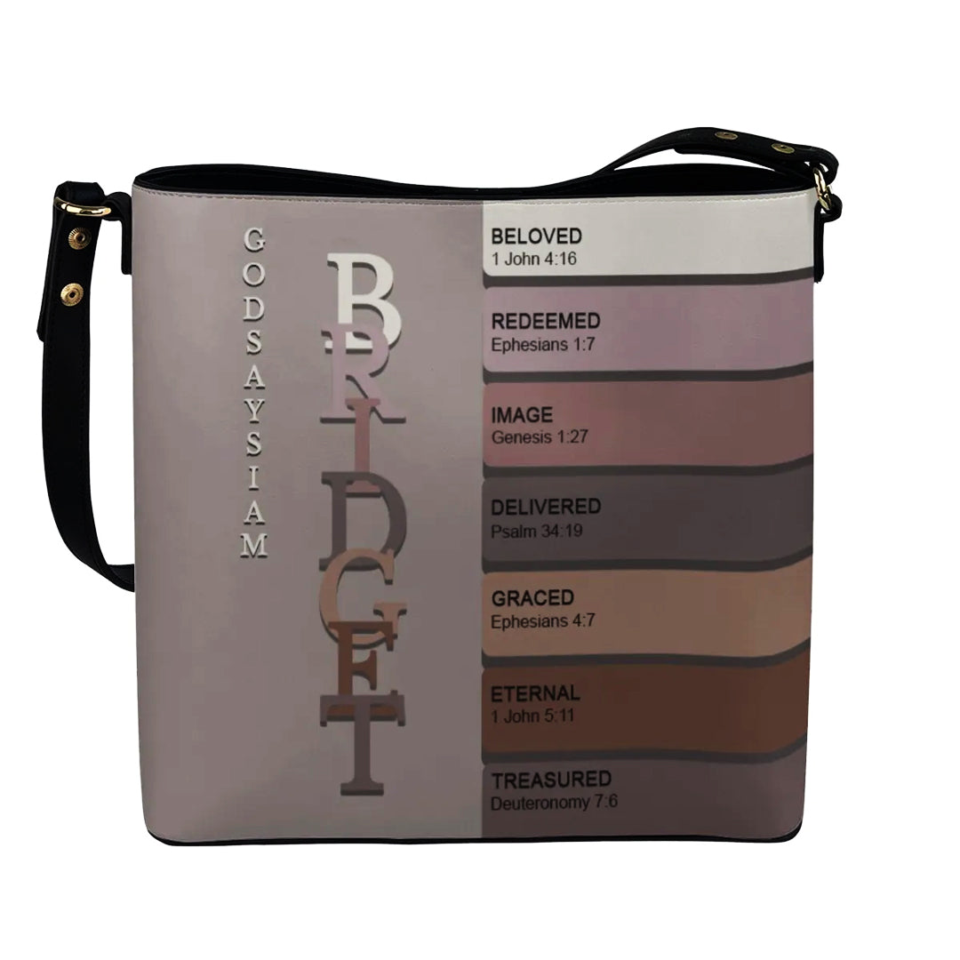 Personalized Christian Bucket Bag – Uncover the sacred meaning of your name | CHRISTIANARTBAG