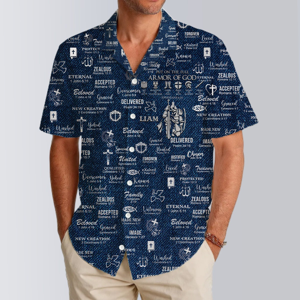 Personalized Christian Hawaiian Shirt – Custom Name & Warrior of Christ Design for Men & Women