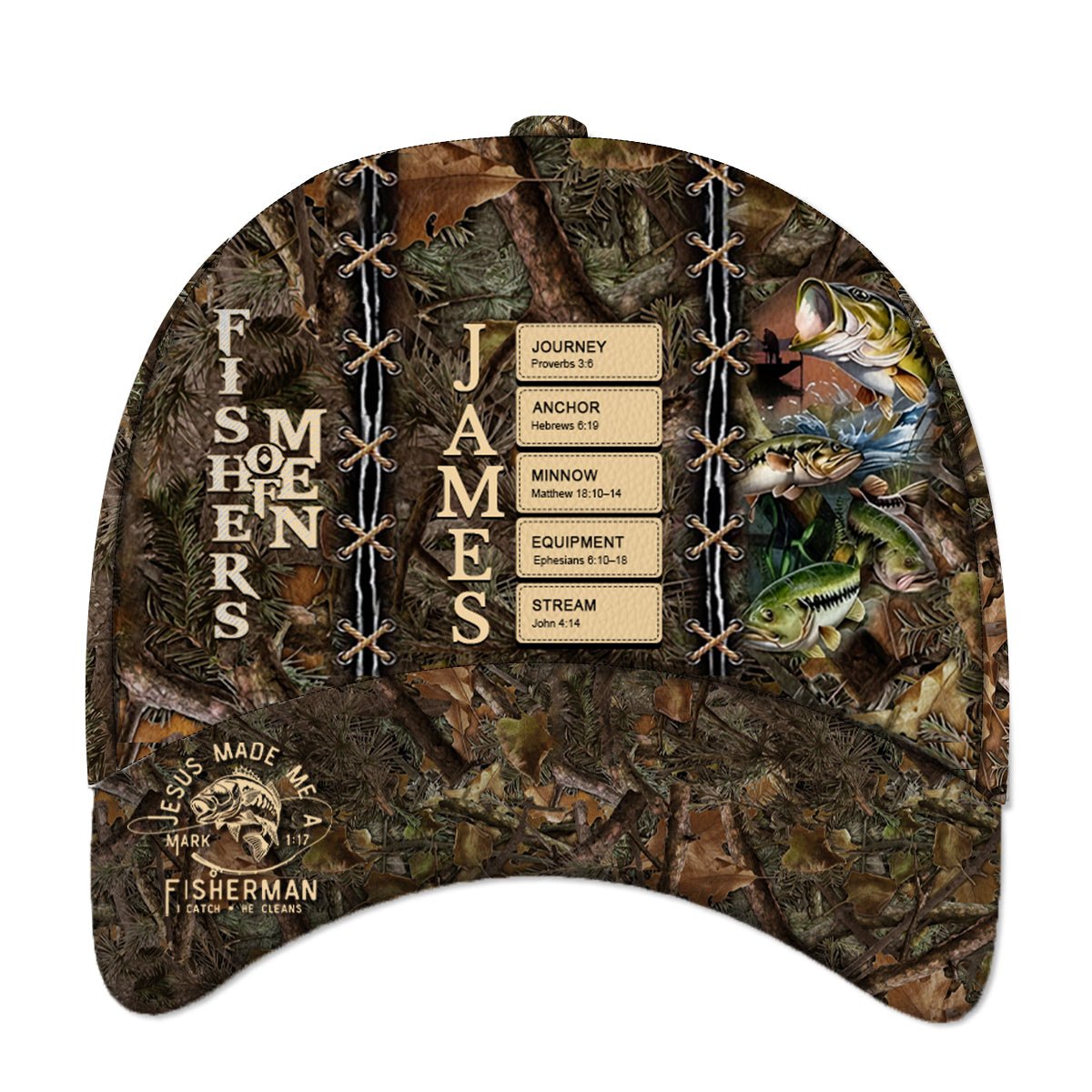 Jesus Made Me a Fisherman – Personalized Christian Cap with Name & Bible Verses