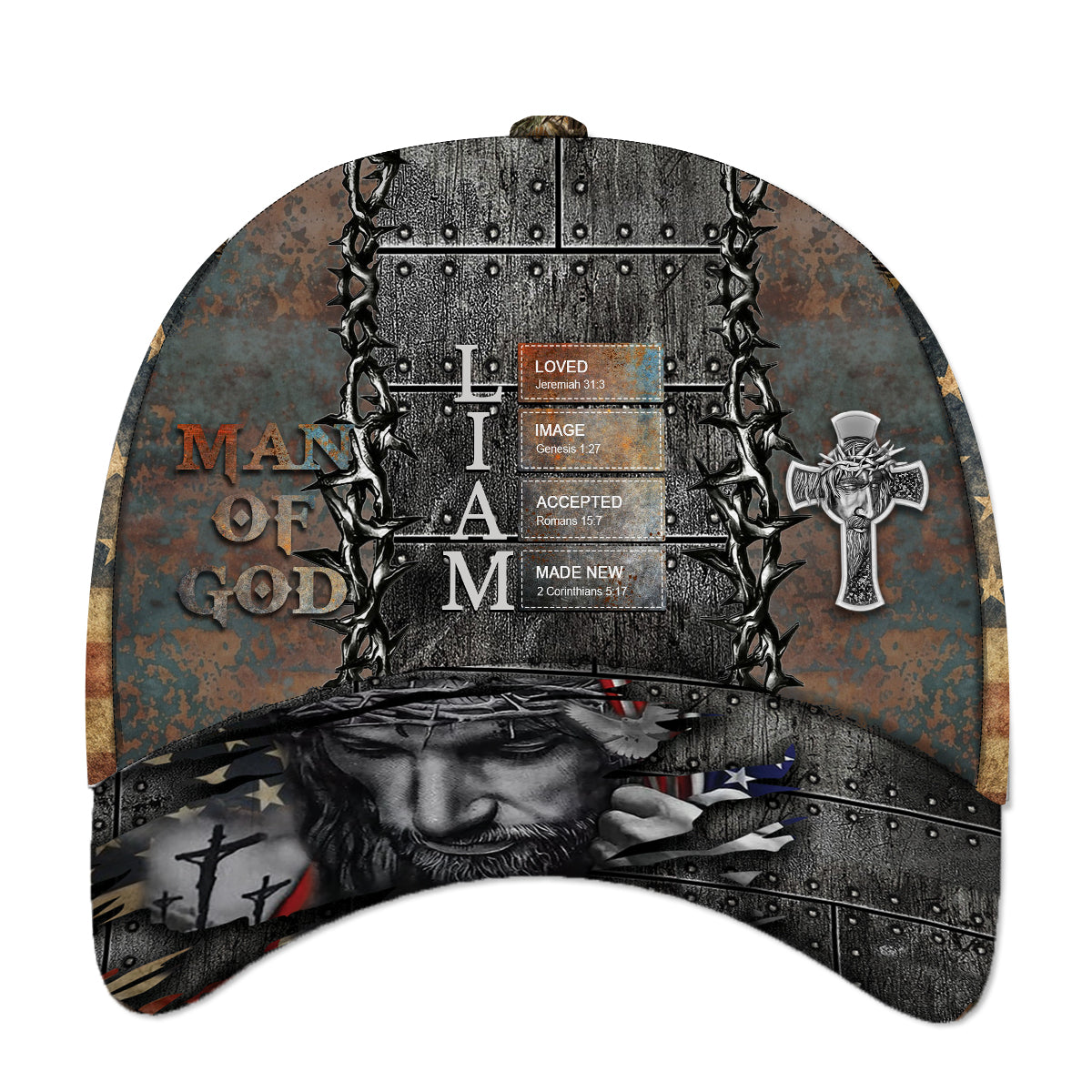 Uncover the sacred meaning of your name – Man Of GOD – Personalized Christian Cap with Name & Bible Verses CAB01150725