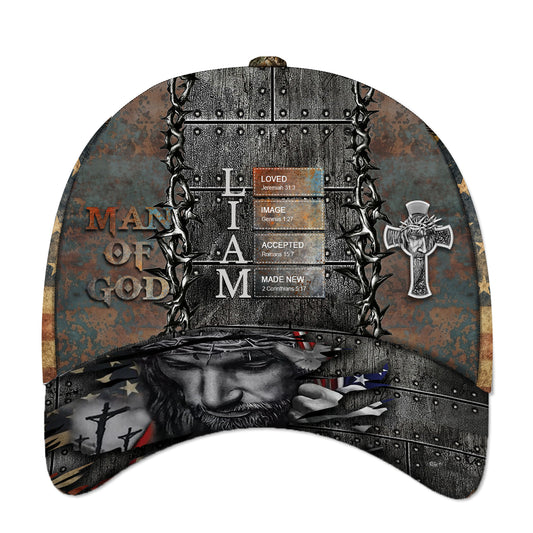 Uncover the sacred meaning of your name – Man Of GOD – Personalized Christian Cap with Name & Bible Verses CAB01150725