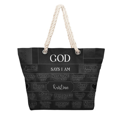 Personalized Beach Bag – Christian Scripture Tote with Custom Name
