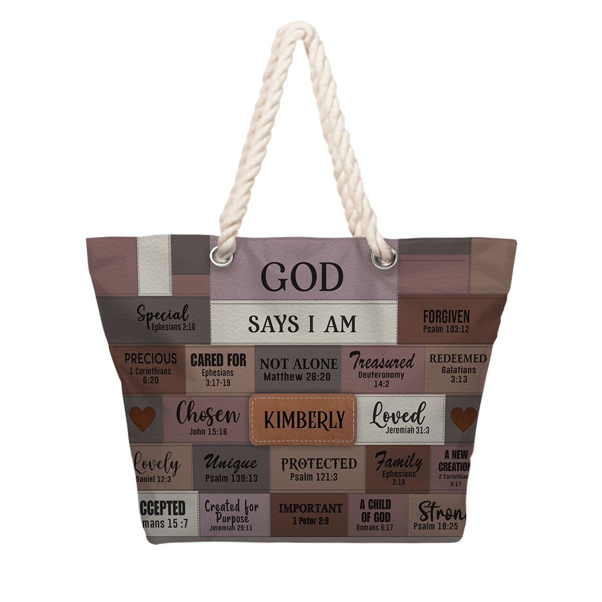 Personalized Beach Bag – Christian Scripture Tote with Custom Name
