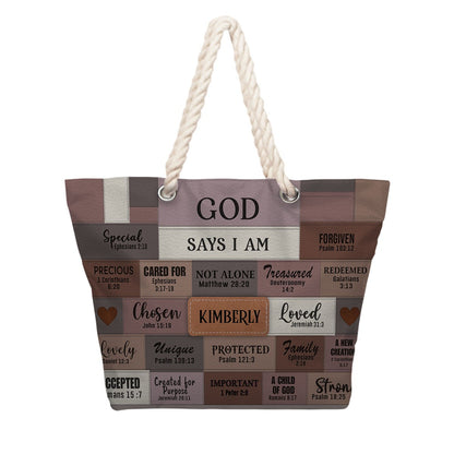 Personalized Beach Bag – Christian Scripture Tote with Custom Name