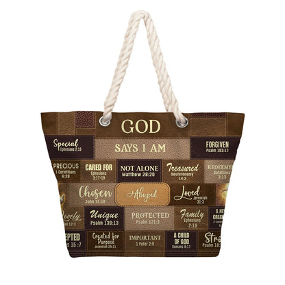 Personalized Beach Bag – Christian Scripture Tote with Custom Name