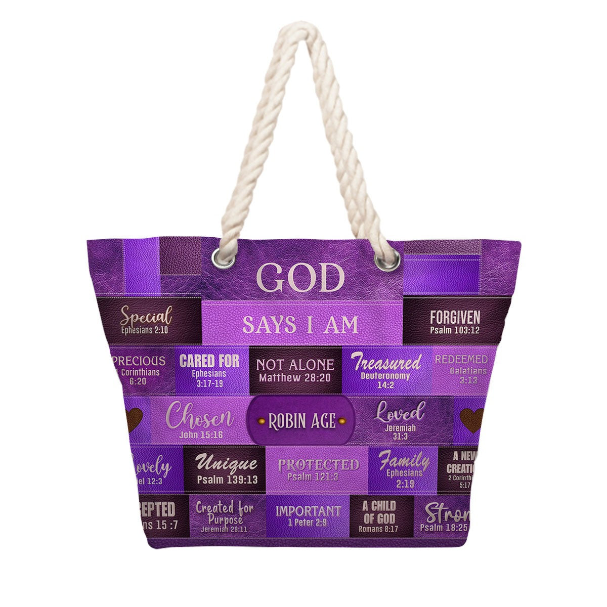 Personalized Beach Bag – Christian Scripture Tote with Custom Name