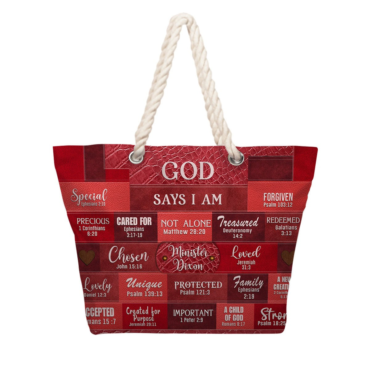 Personalized Beach Bag – Christian Scripture Tote with Custom Name