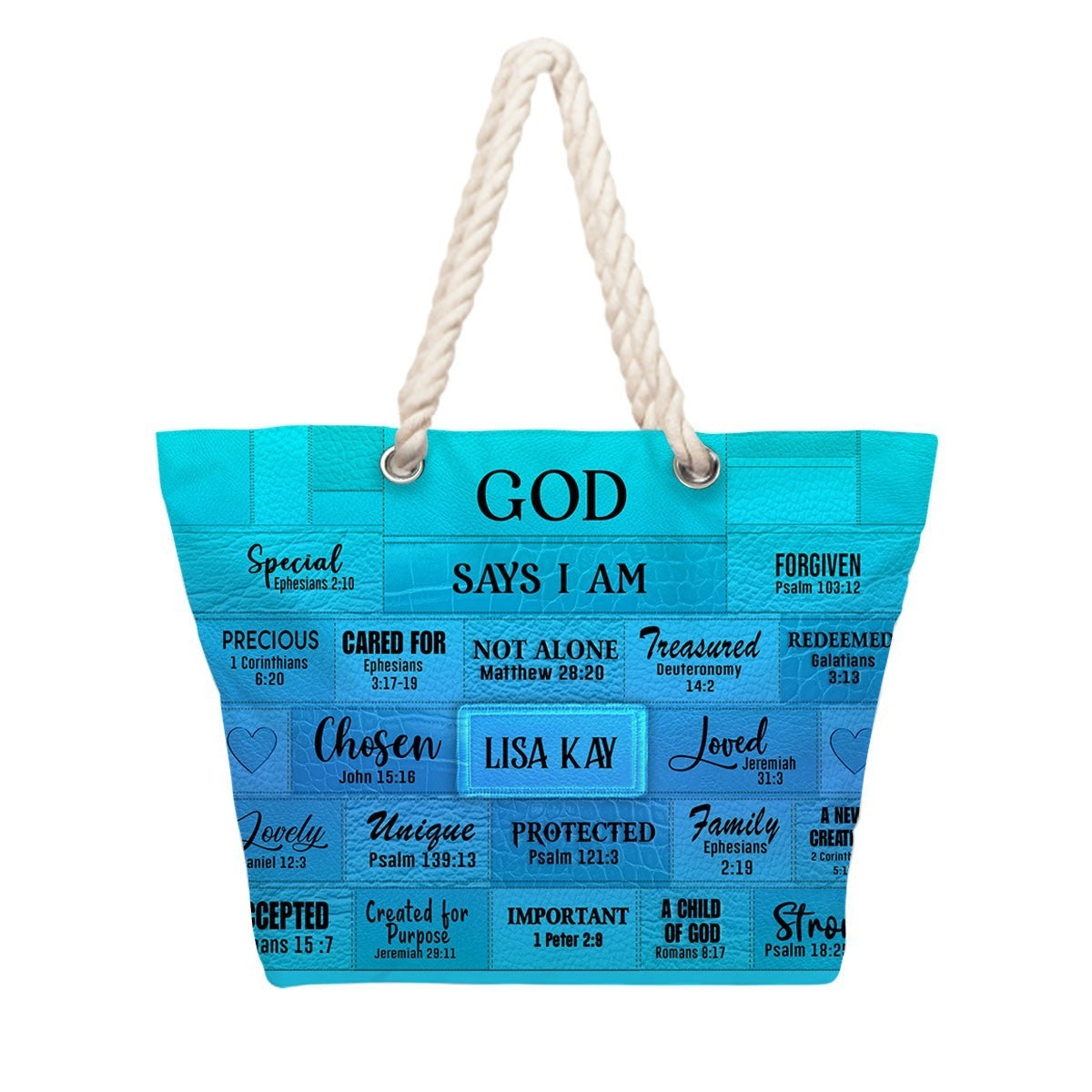 Personalized Beach Bag – Christian Scripture Tote with Custom Name
