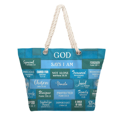 Personalized Beach Bag – Christian Scripture Tote with Custom Name