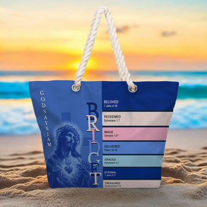 Personalized Beach Bag – Custom Christian Scripture Tote with Name for Summer & Travel