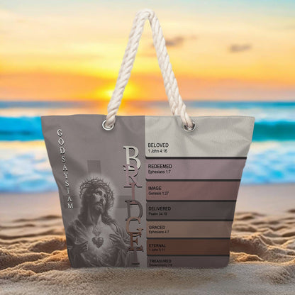 Personalized Beach Bag – Custom Christian Scripture Tote with Name for Summer & Travel