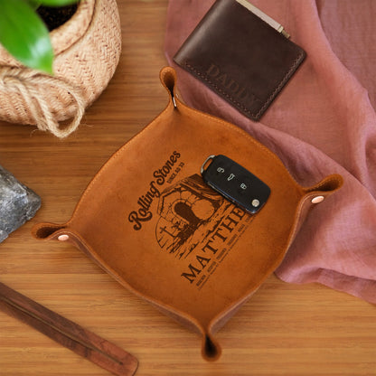 CHRISTIANARTBAG Personalized Leather Tray | Uncover the sacred meaning of your name – Rolling Stones Since Ad 33 – Custom Engraved Christian Gift by CHRISTIANARTBAG, CAB03120525