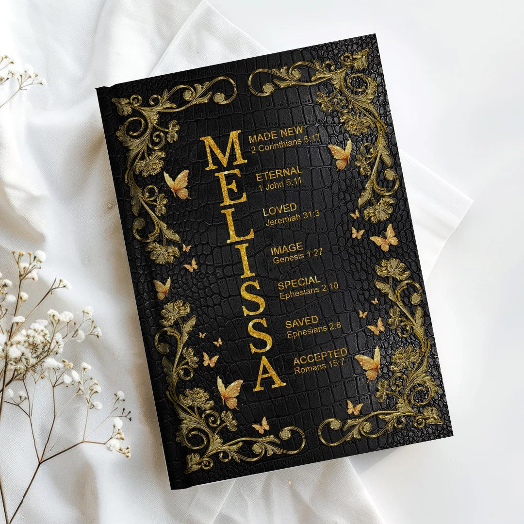 Custom Bible Verse & Name – Uncover the sacred meaning of your name | Personalized Leather Notebook