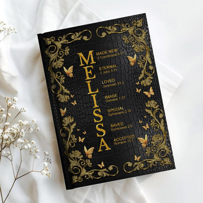 Custom Bible Verse & Name – Uncover the sacred meaning of your name | Personalized Leather Notebook