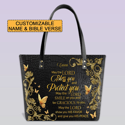 Personalized Leather Tote Bag with Bible Verses – I Know The Plans I Have For You – Custom Faith-Inspired Leather TOTE Bag | CHRISTIANARTBAG Leather TOTE Bag CAB016625