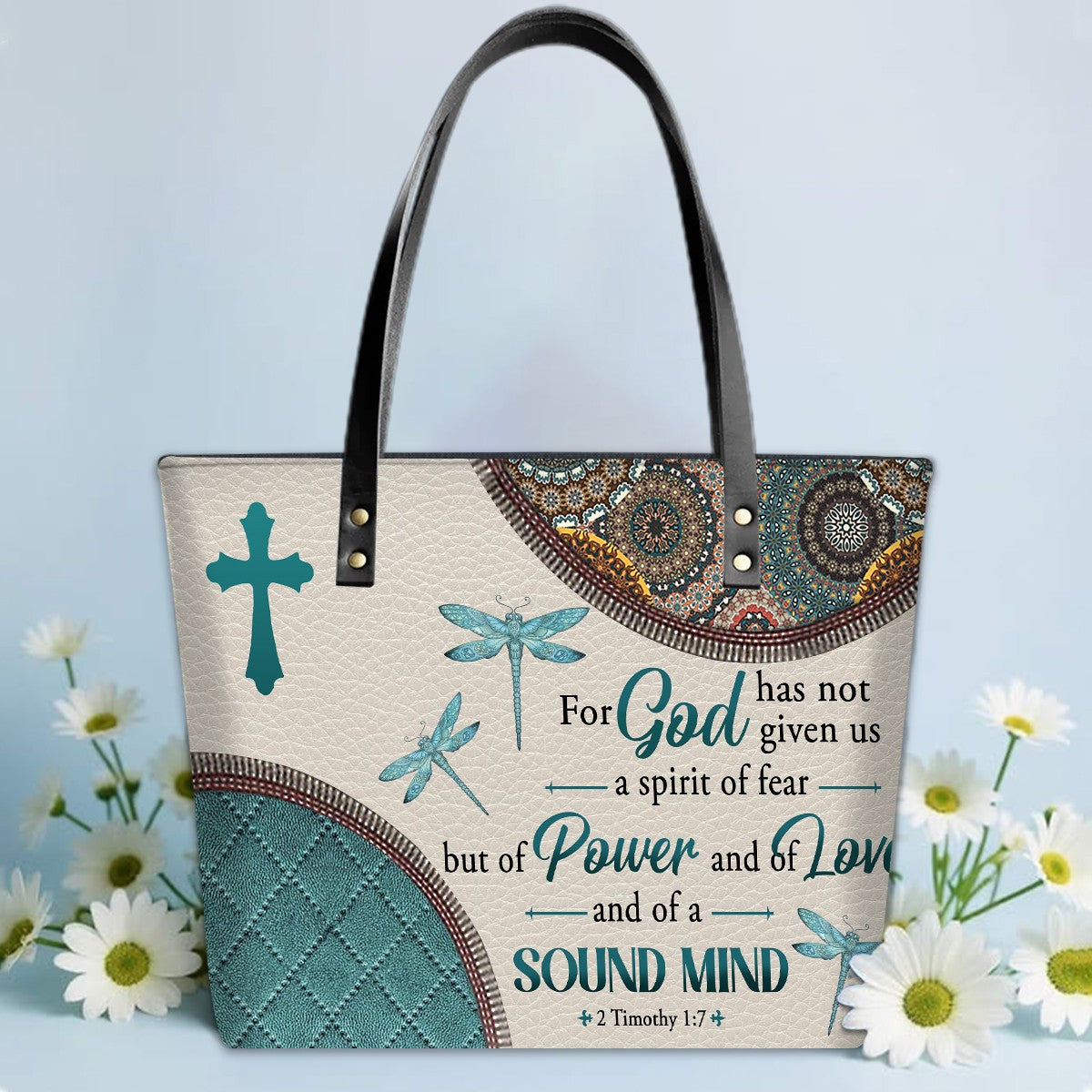 Christianart Designer Handbags, For God Has Not Given Us A Spirit Of Fear 2 Timothy 1 7 Dragonfly Mandala, Personalized Gifts, Gifts for Women. - Christian Art Bag