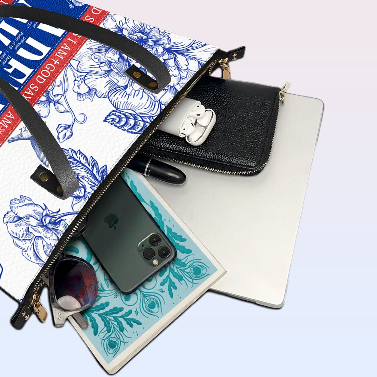 Personalized Leather Tote Bag Luxury – Custom Name, Bible Verses & Birth Flower | CHRISTIANARTBAG