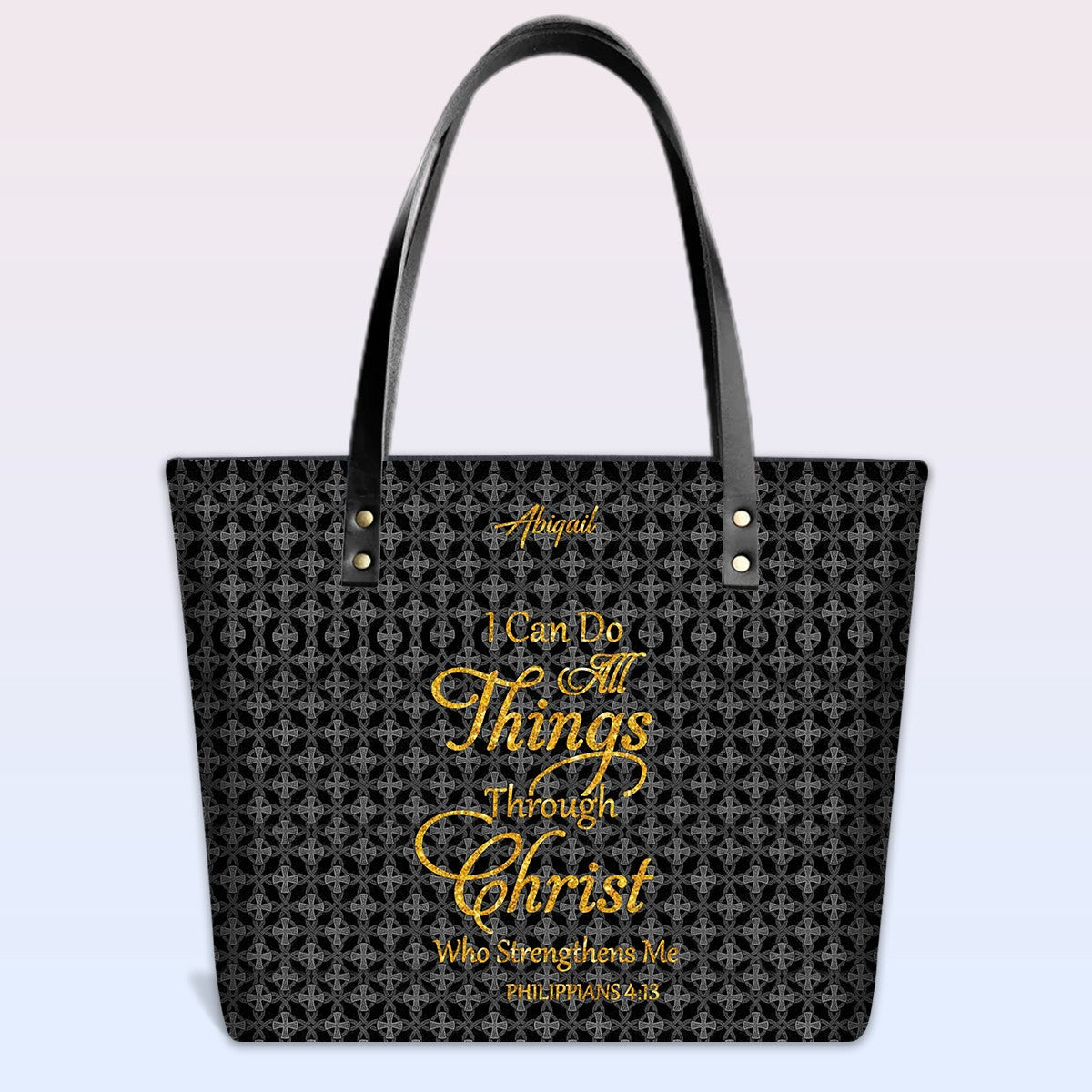 Personalized Leather Tote Bag – Luxury Christian Tote with Custom Name, Bible Verse, Gift for Women | CHRISTIANARTBAG