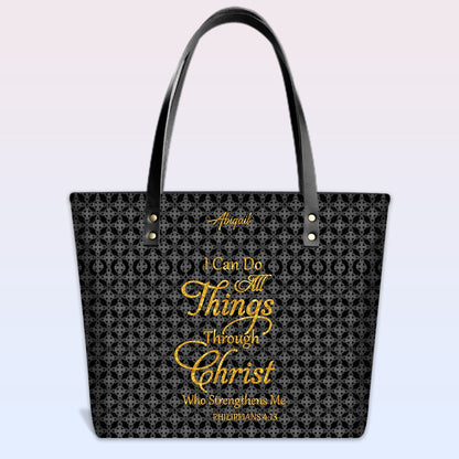 Personalized Leather Tote Bag – Luxury Christian Tote with Custom Name, Bible Verse, Gift for Women | CHRISTIANARTBAG