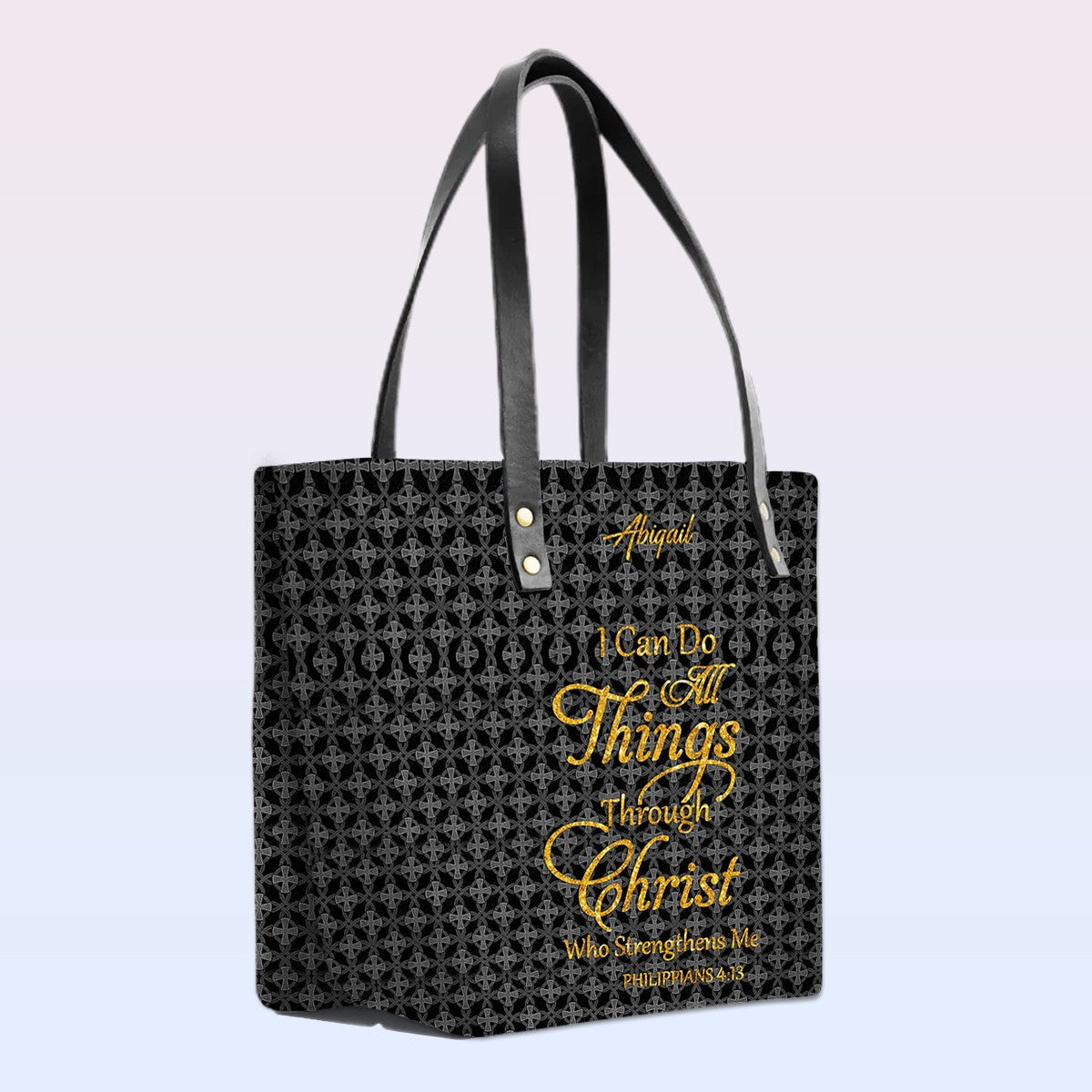 Personalized Leather Tote Bag – Luxury Christian Tote with Custom Name, Bible Verse, Gift for Women | CHRISTIANARTBAG